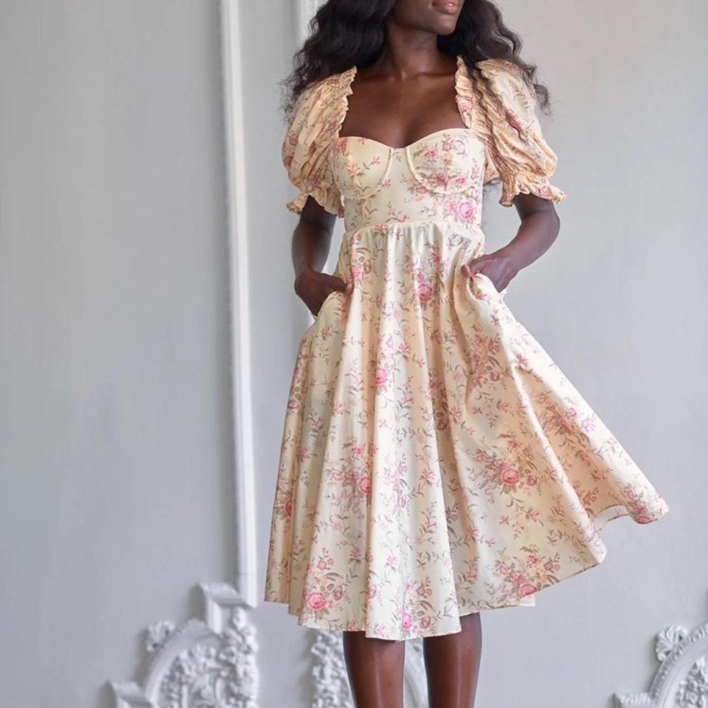 SOLD Selkie Renaissance Girl Tea Rose Midi Dress in L